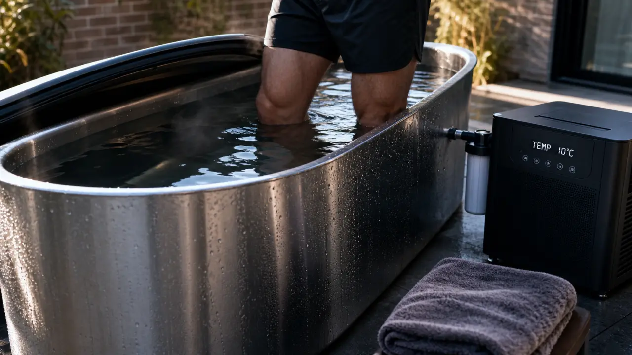 Bain froid avec refroidisseur, chiller et eau à 10°C