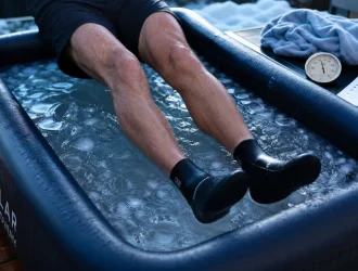 Bain froid Decathlon 375L pour récupération, protocole GREC