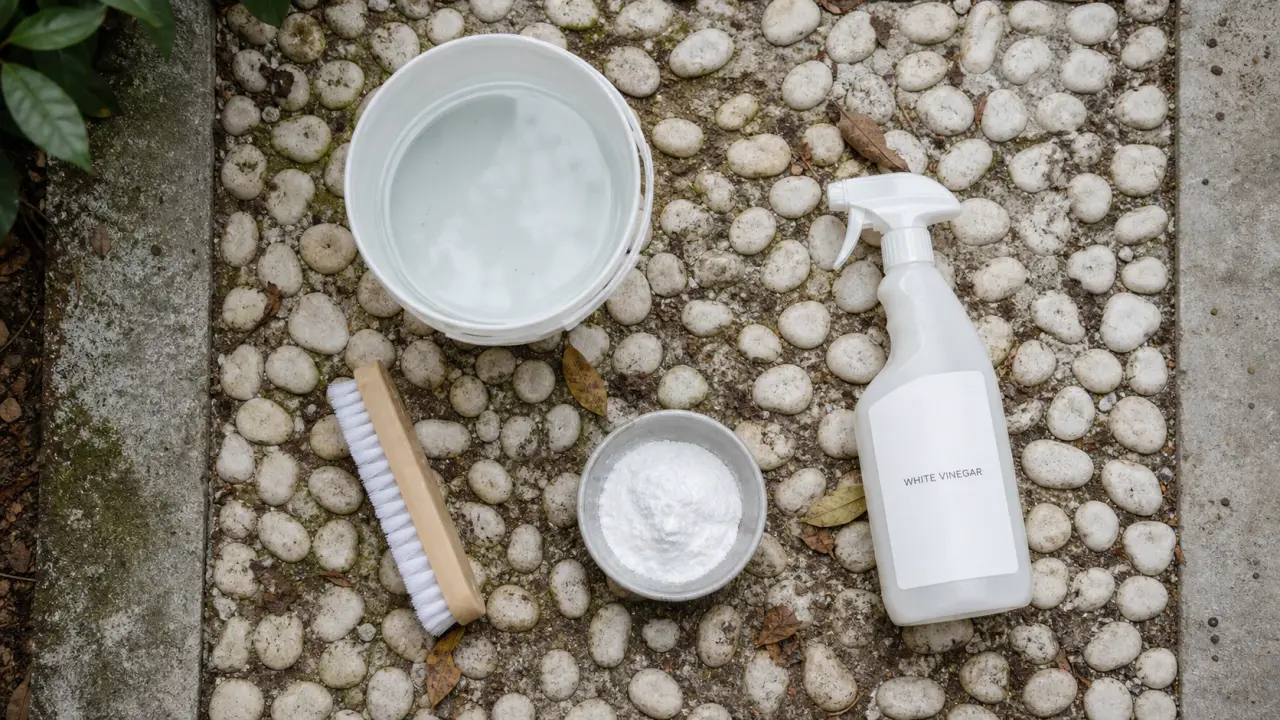 Comment nettoyer des galets blancs : eau et bicarbonate contre le voile vert