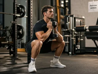 Exercice jambe : squat contrôlé pour quadriceps, ischios et fessiers sans agresser les genoux