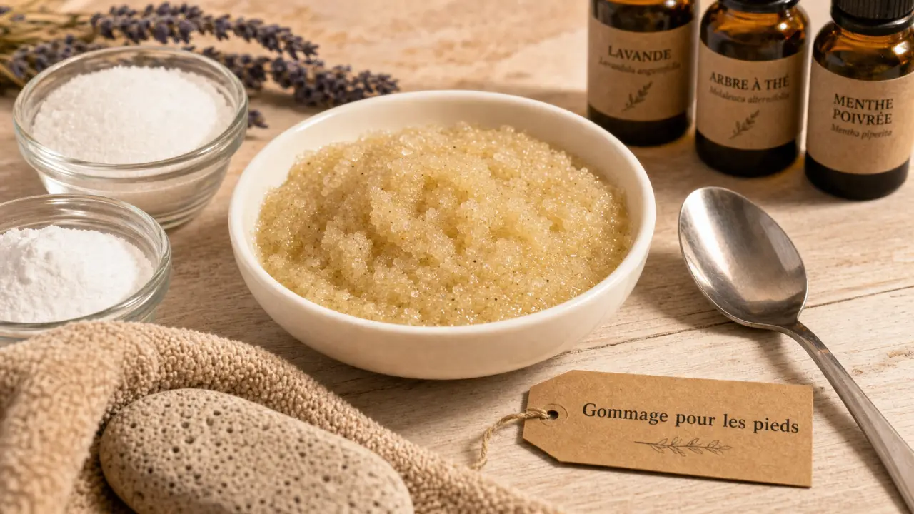 Gommage pour les pieds maison, gommage naturel pour talons lisses et doux