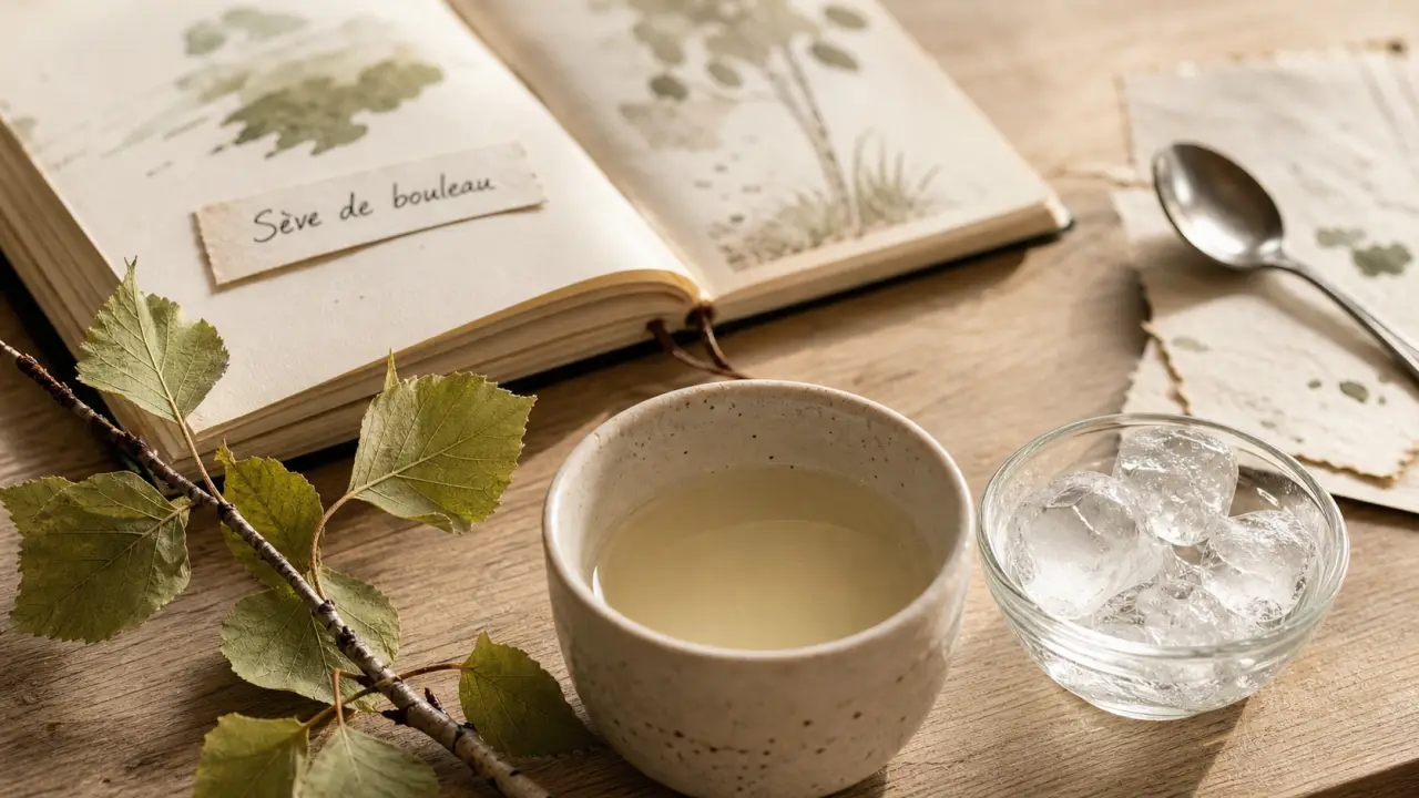 Sève de bouleau et sommeil : tasse de sève de bouleau sur table