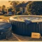 Spa gonflable 4 places : bulles et jets sur terrasse
