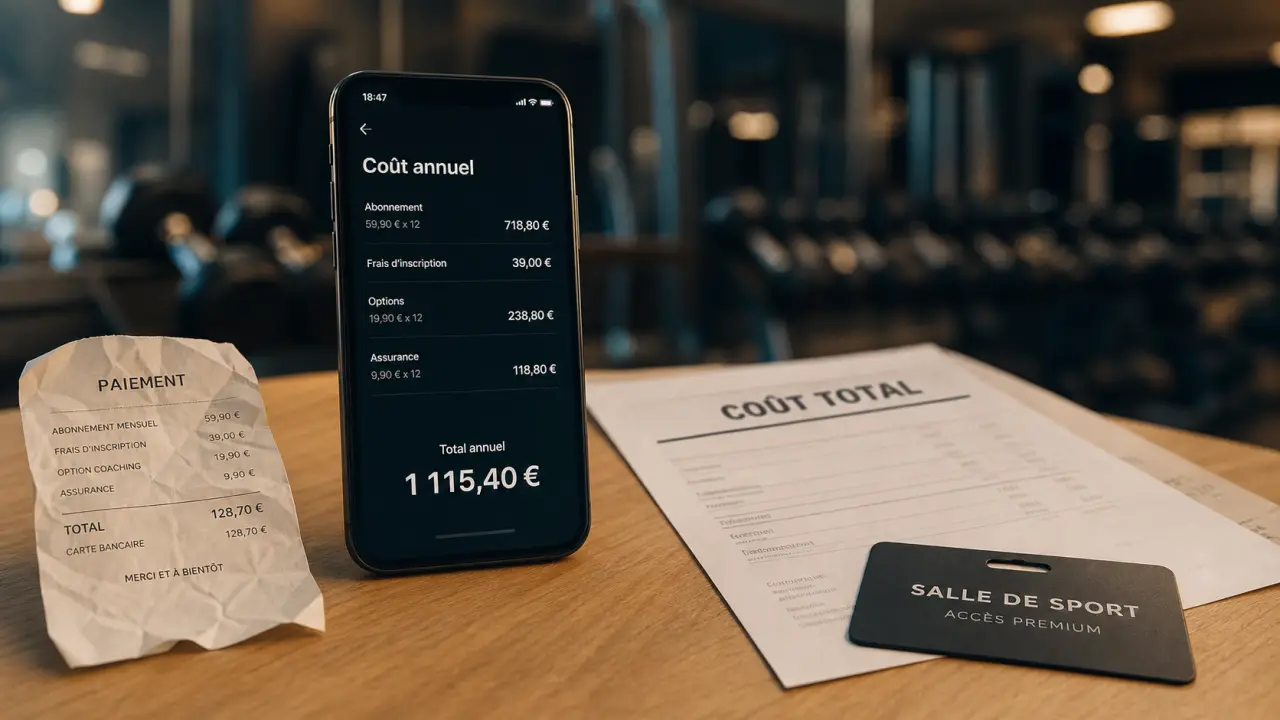 Tarif salle de sport : vrai coût annuel affiché sur smartphone