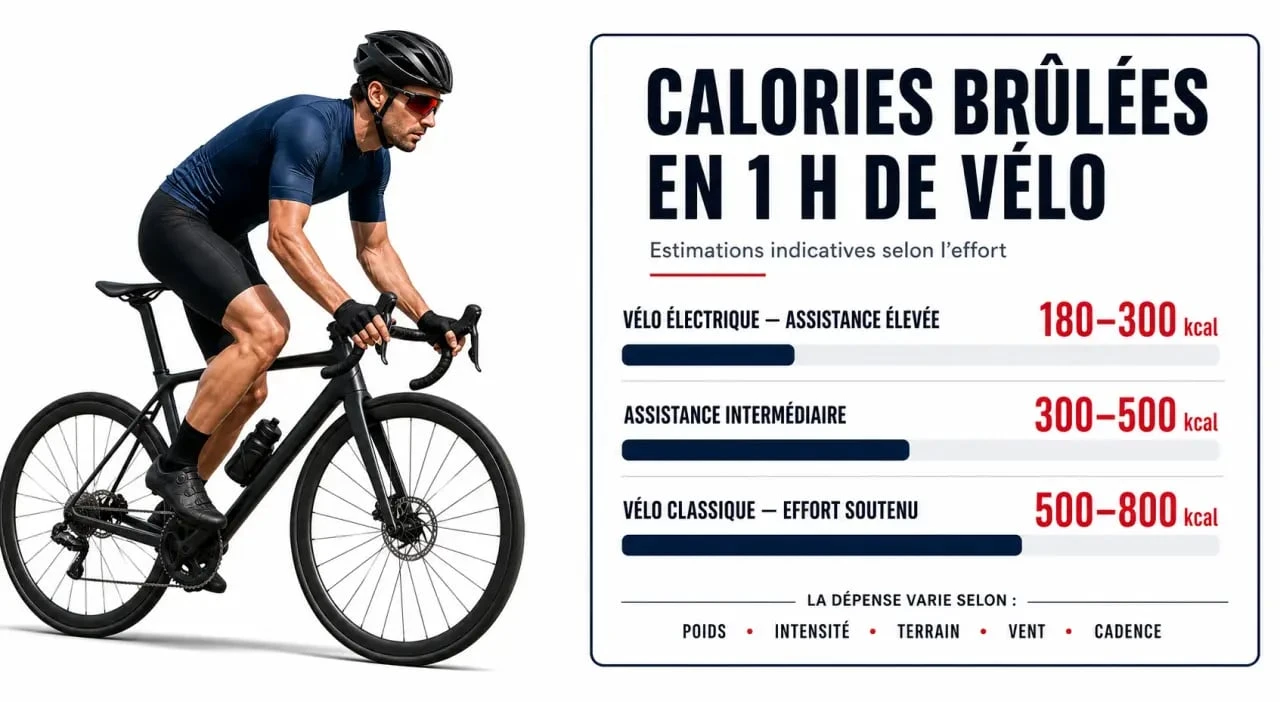1h de vélo calorie : fourchettes de dépense selon l’effort et le type de vélo