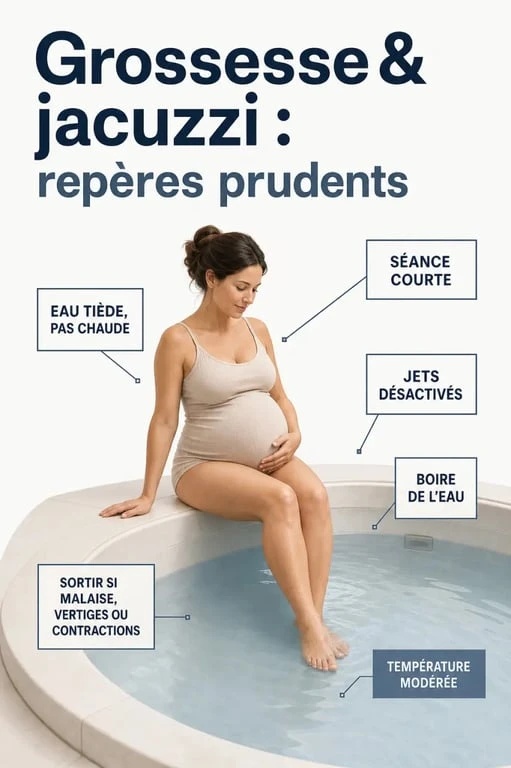Jacuzzi enceinte : repères visuels sur la température, la durée et les signes d’alerte pendant la grossesse