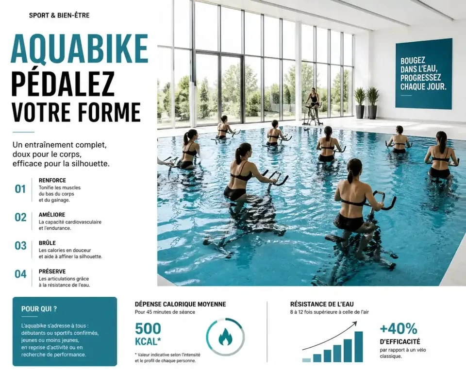 Séance d'aquabike dans un centre sportif à Mérignac