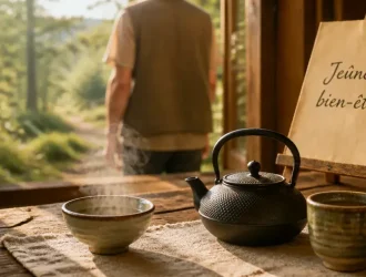 Photo jeûne bien être : tisane et bouillon pour détox en sécurité