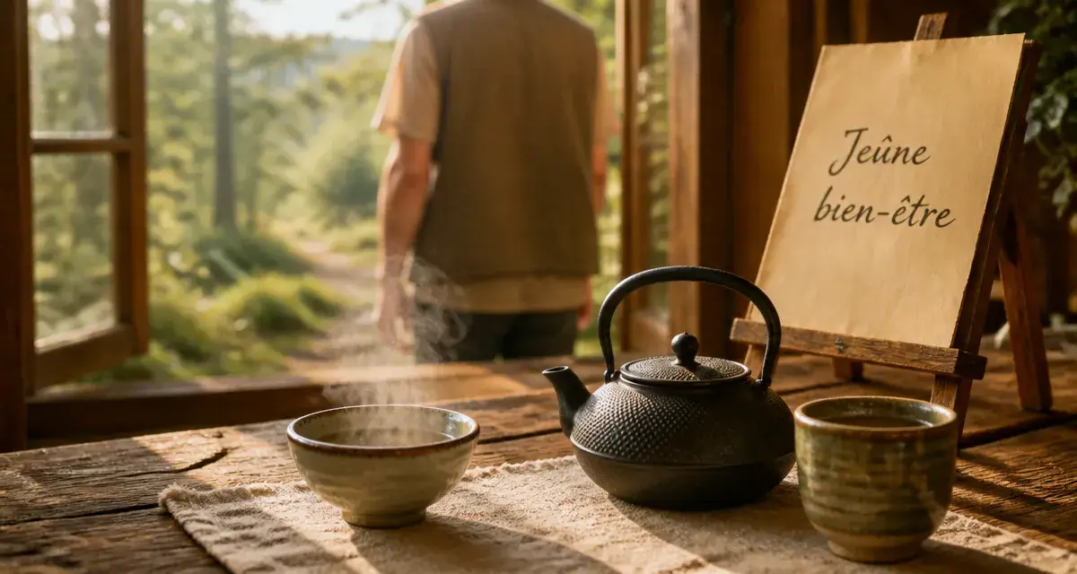 Photo jeûne bien être : tisane et bouillon pour détox en sécurité