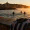 Silhouette & bicyclette - aquabike marseille au front de mer à Marseille, golden hour