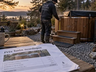 Bain nordique IKEA prix et budget en France, devis sur terrasse de jardin