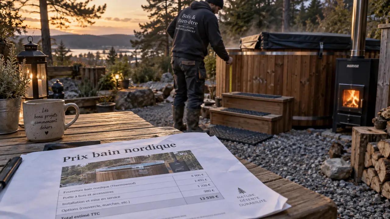 Bain nordique IKEA prix et budget en France, devis sur terrasse de jardin