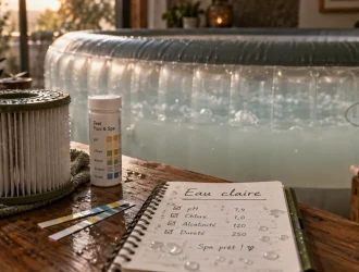 Eau trouble spa gonflable : cartouche de filtration et test d’eau