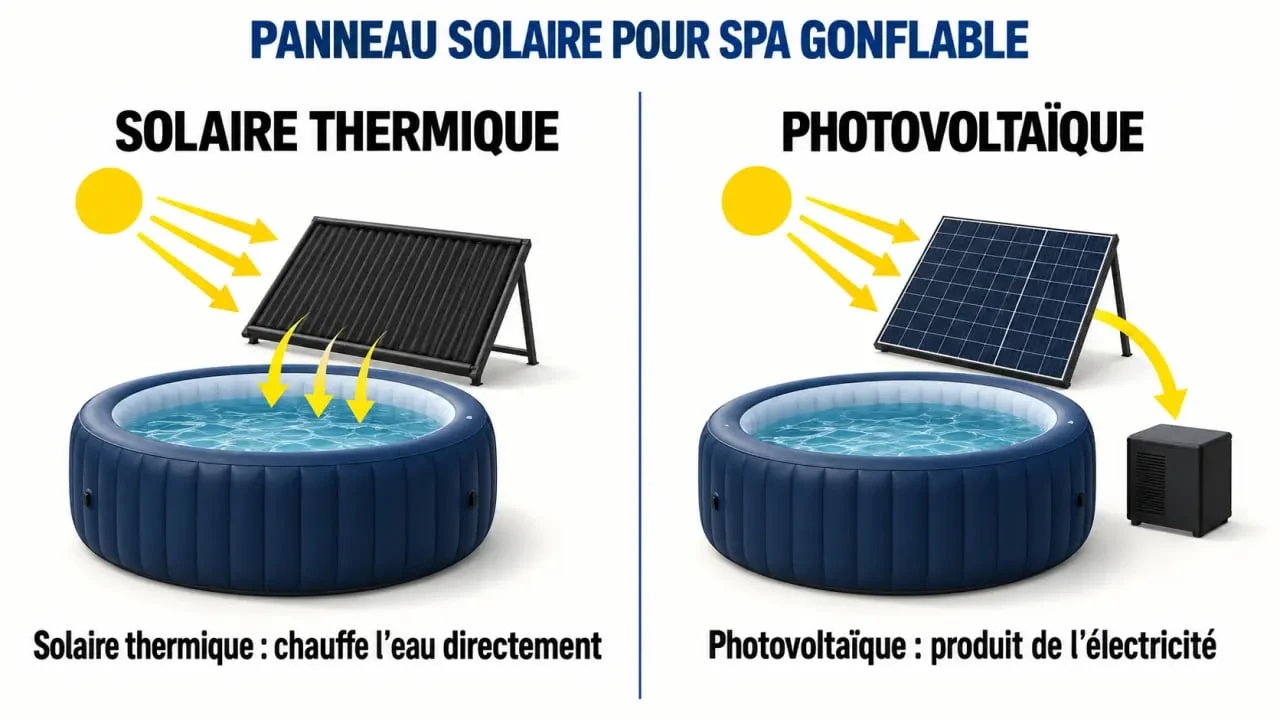 Panneau solaire pour spa gonflable Intex : différence entre solaire thermique et photovoltaïque