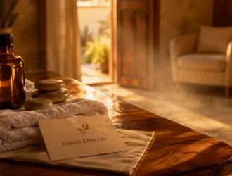 Cabine institut spa bien être Esprit Détente à Lorient, table de massage et ambiance détente