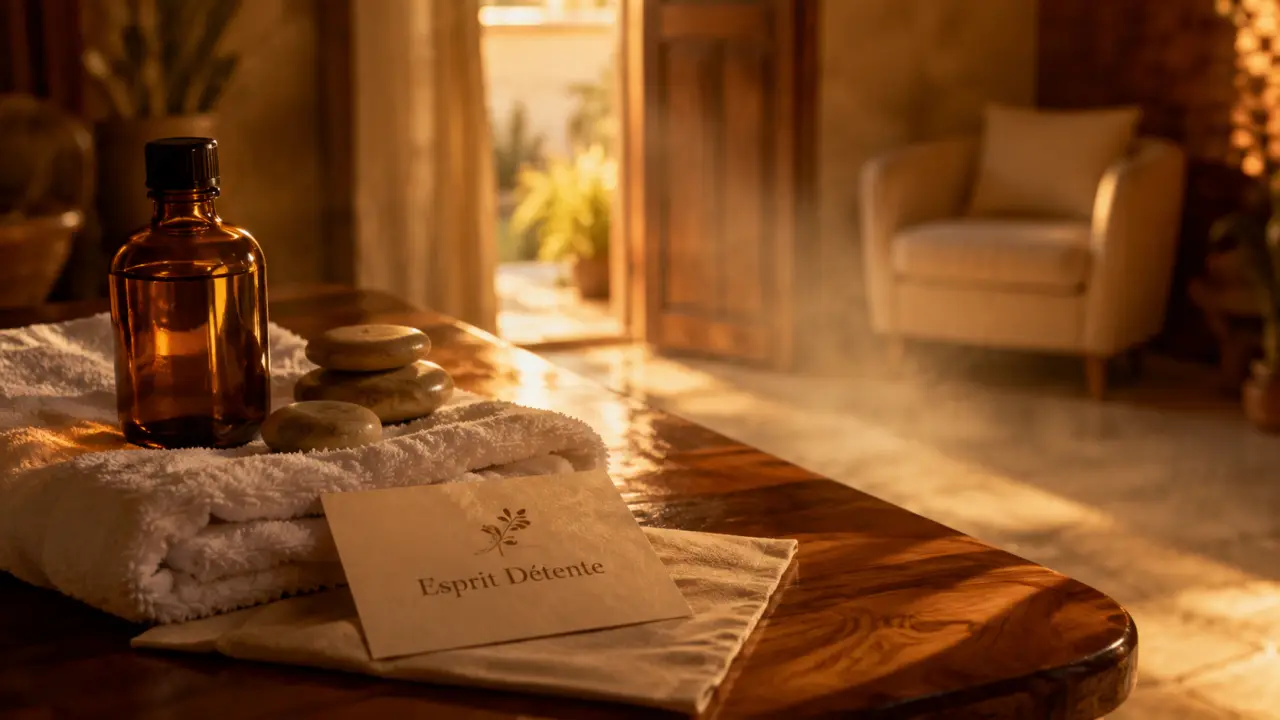 Cabine institut spa bien être Esprit Détente à Lorient, table de massage et ambiance détente