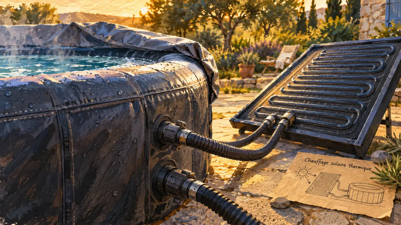 panneau solaire pour spa gonflable intex raccordé à la filtration pour chauffage solaire thermique