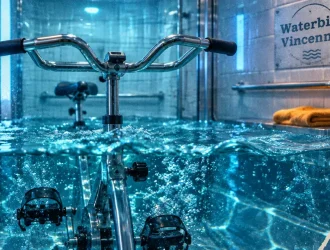 Aquabike Vincennes : cabine privée waterbike vitrée à l’eau