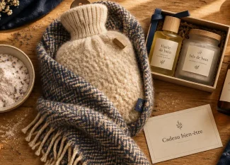 Cadeau bien être femme : bouillotte, coffret bain et brume d’oreiller