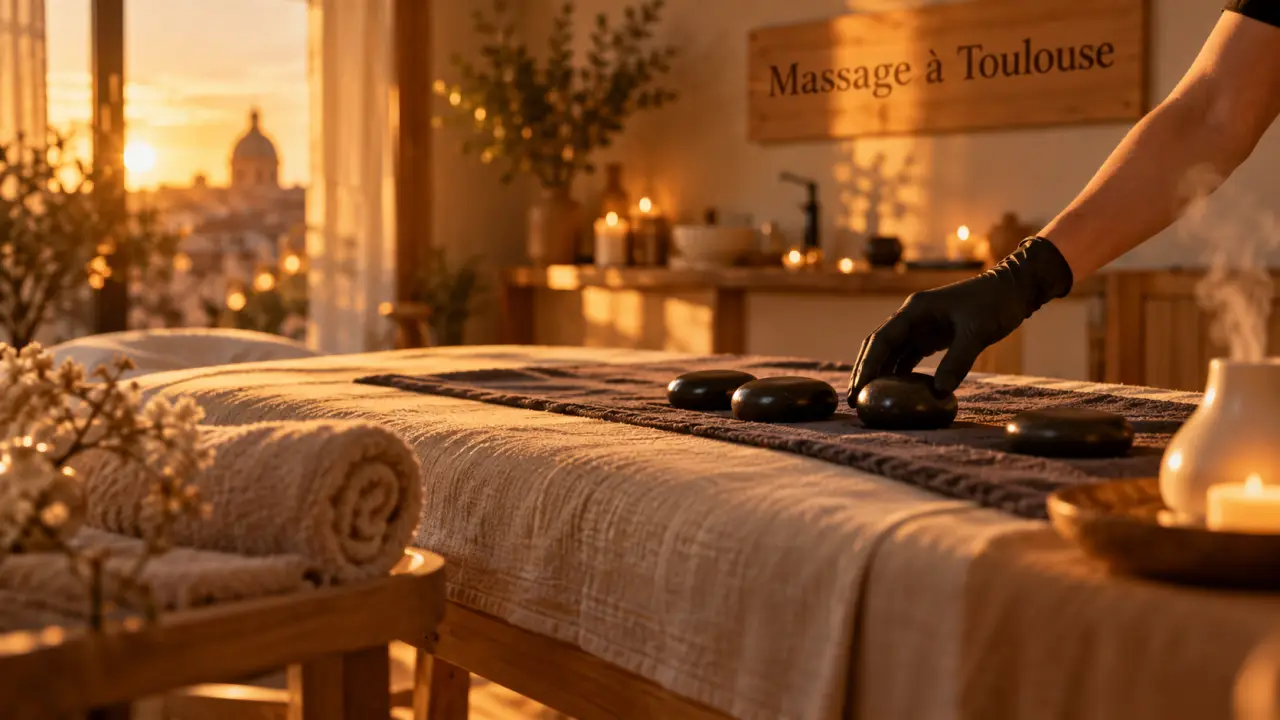 Espace bien être Toulouse massage Toulouse : table de massage et pierres chaudes